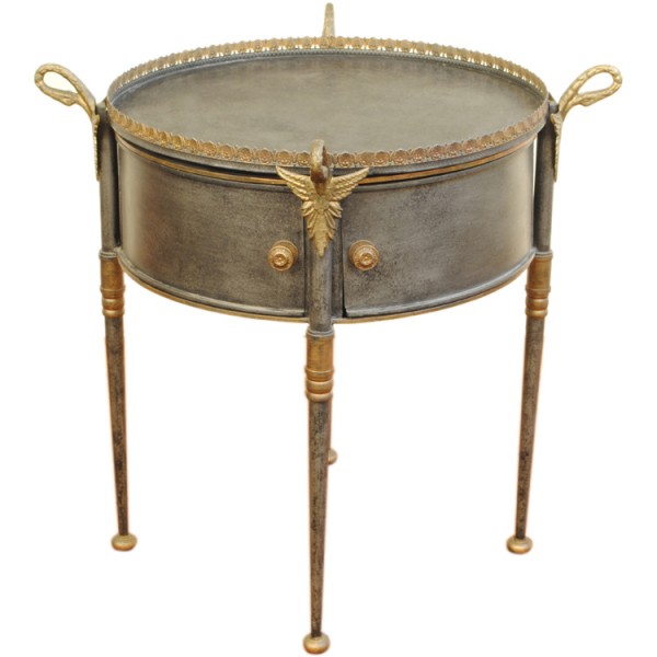 Gilt Metal Drum Table