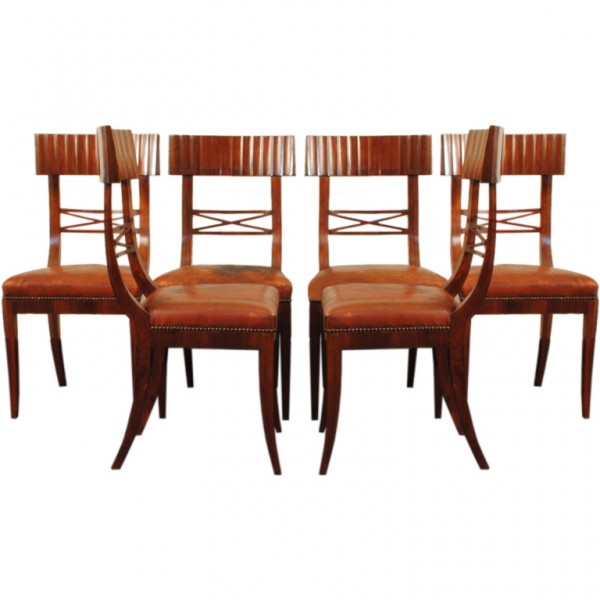 Six Walnut Dining Chairs