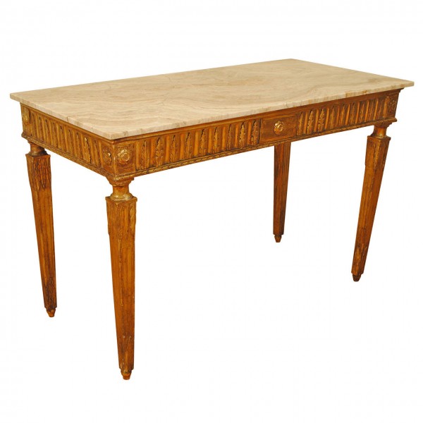 Carved Giltwood and Onyx Console Table