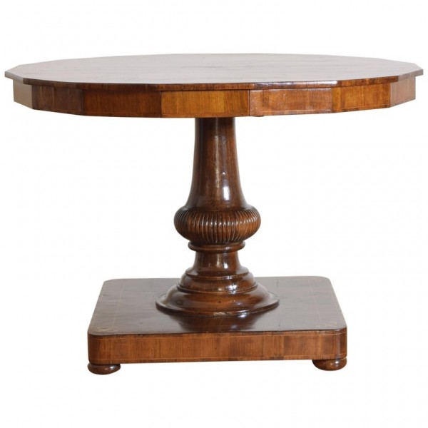 Walnut and Fruitwood Inlaid Center Table