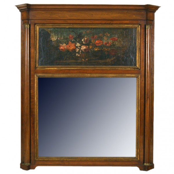 Large Walnut Trumeau Mirror