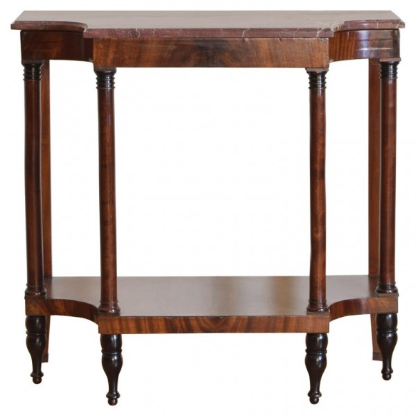 Mahogany, Ebonized, and Marble-Top Console Table