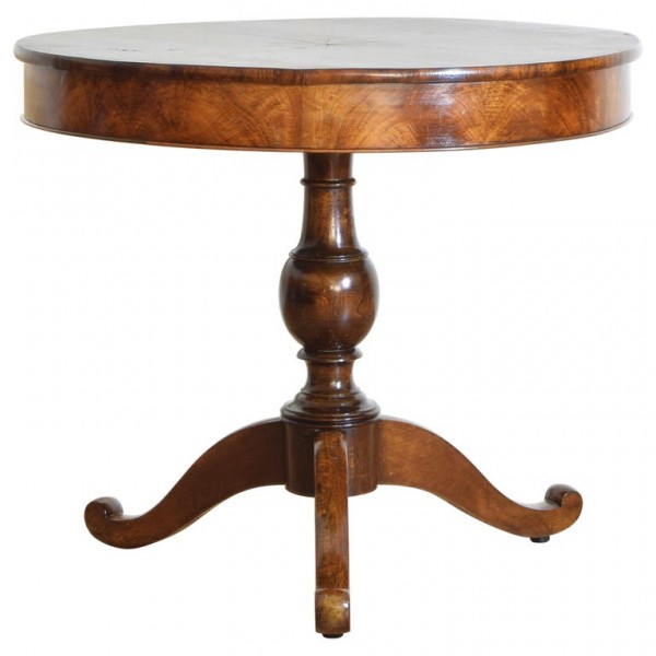Walnut and Walnut Veneer Circular Table