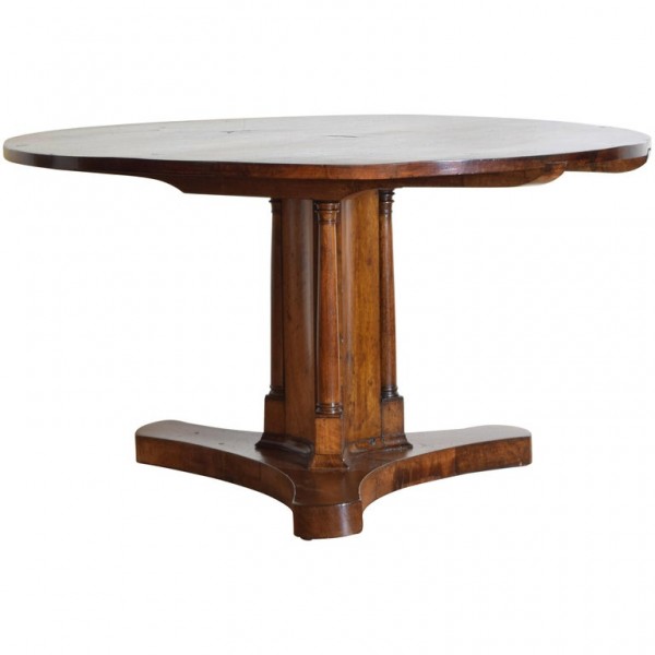 Walnut Tilt-Top Circular Dining or Center Table