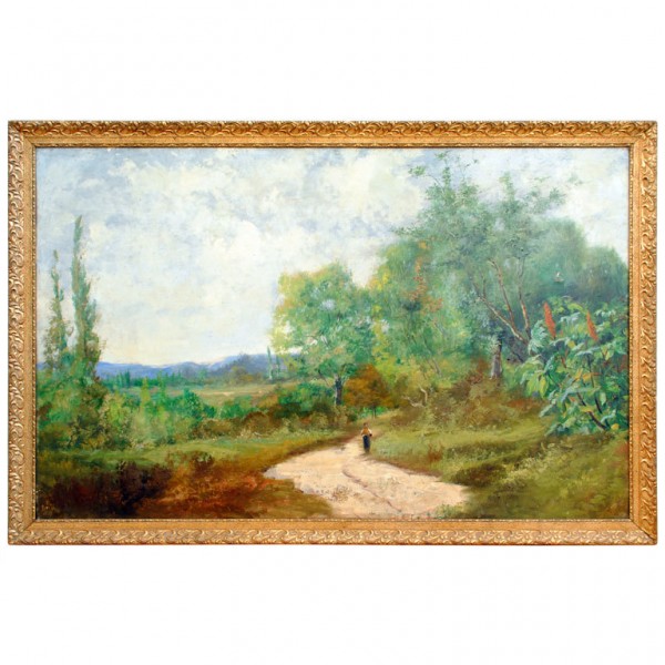 Large Oil on Canvas in Giltwood Frame