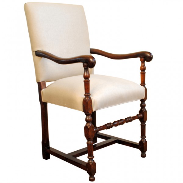 Walnut and Upholstered Armchair
