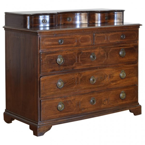 Walnut and Inlaid 8-Drawer Gentleman's Dressing Commode
