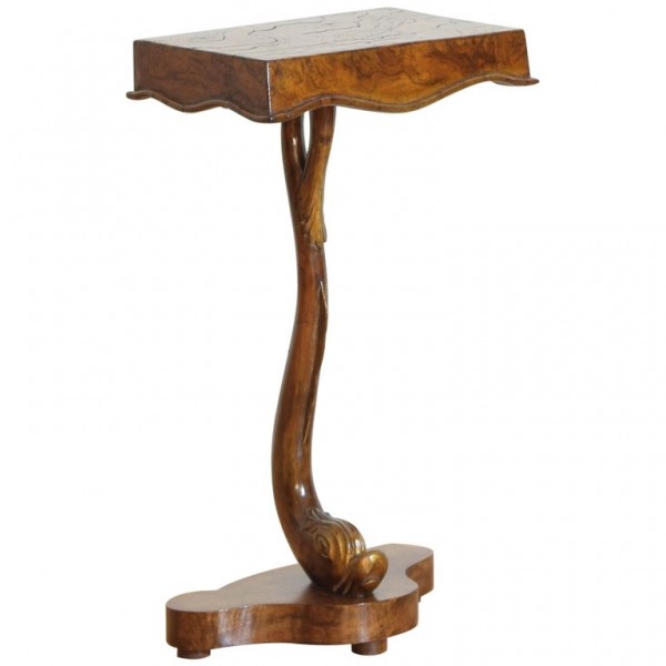 Walnut and Gilt Side Table or Small Console