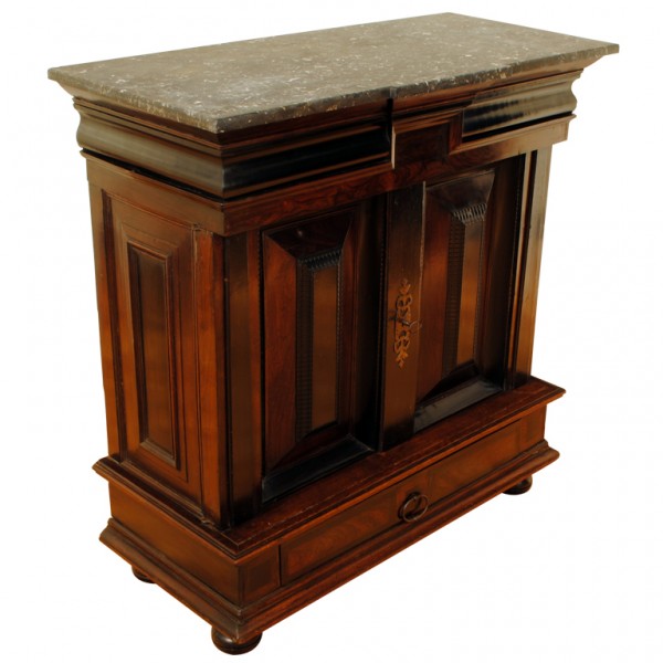 Rosewood and Ebonized Marble Top Cabinet