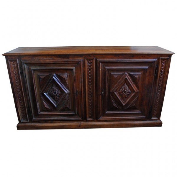 Carved Walnut 2-Door Credenza
