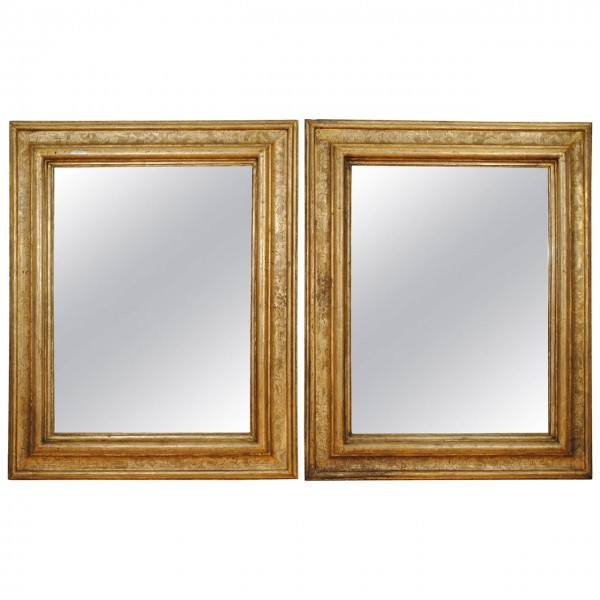Pair of Etched Mecca Frames with Mirrors