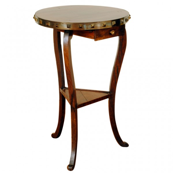 Walnut 3-Leg Table, Brass Gallery