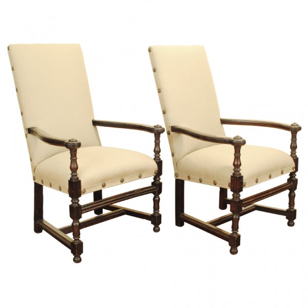 A Pair of Dark Walnut Armchairs