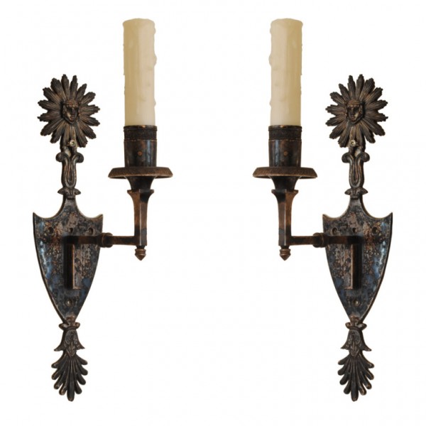 Pair of Silvered Brass 1-Light Sconces