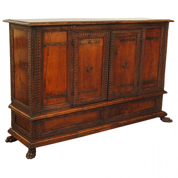 Carved Walnut 2-Door Credenza