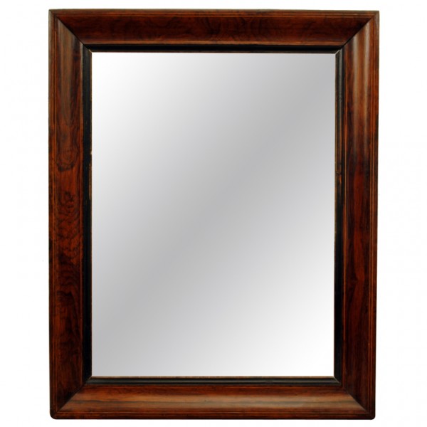 Rosewood and Fruitwood Band Inlaid Mirror