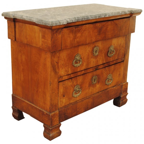 Beautifully Figured Walnut and Marble Top 3-Drawer Commode