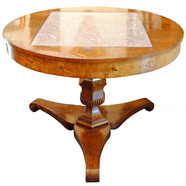 Rare and Unique Massive Elmwood and Marble Center Table