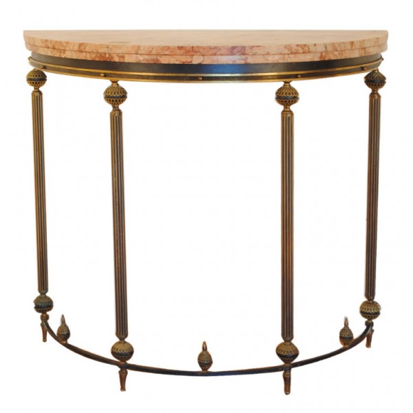 Gilt and Patinated Bronze Demilune Console