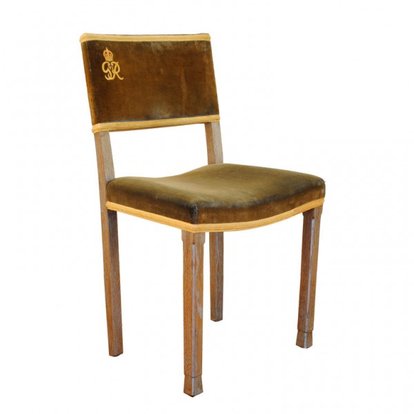 Limed Oak and Velvet Coronation Chair