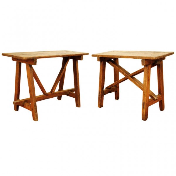 Near Pair of Pinewood Low Tables