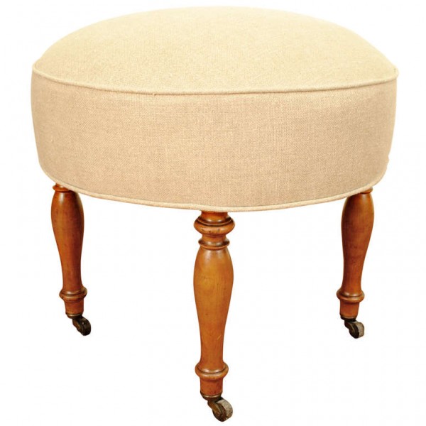 Light Walnut Upholstered Footstool