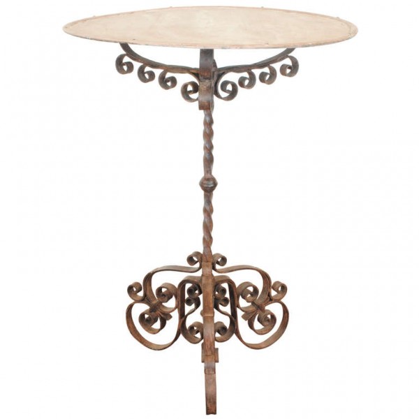 Wrought Iron and Painted Garden Table