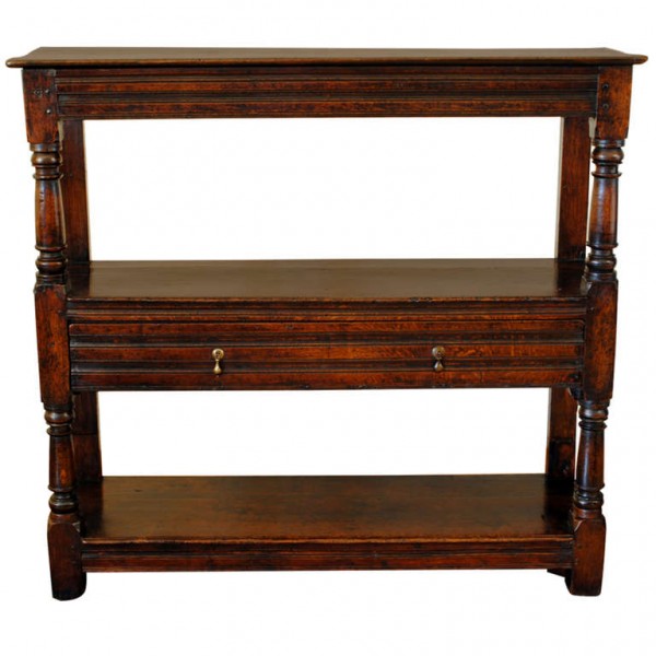 Oak 3-Level 1-Drawer Etagere or Server