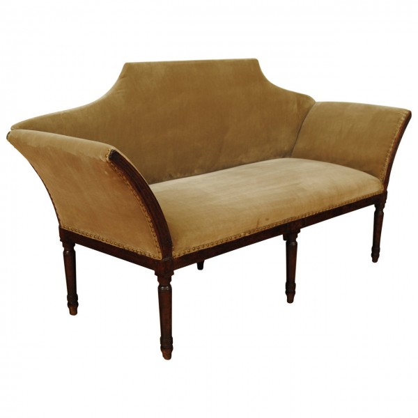 Walnut and Upholstered Divano, Removable Back