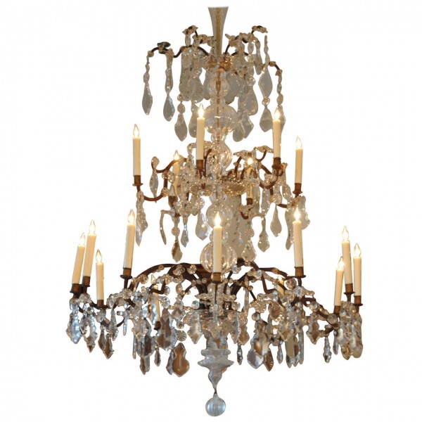 Large 18-Light Gilt Chandelier