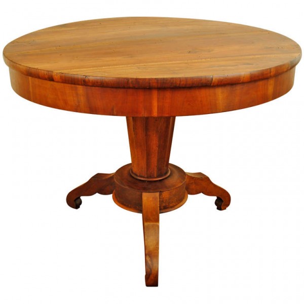 Walnut and Walnut Veneer Center Table