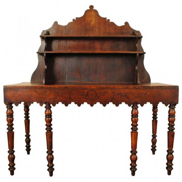 Stained Pinewood and Walnut Console from a Parfumerie