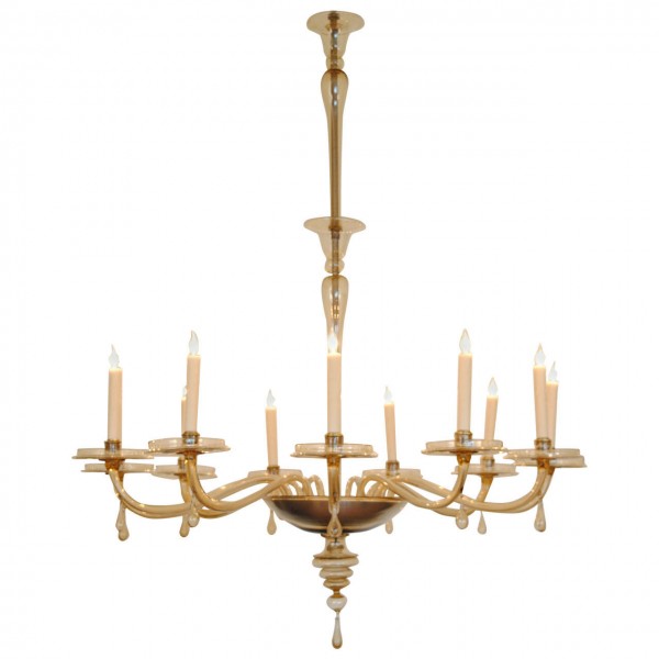 Large Blown Glass 11-Light Chandelier