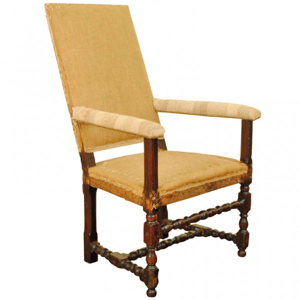 Large Walnut Fauteuil