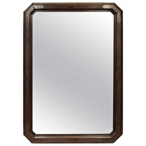 Carved and Veneered Walnut Wall Mirror