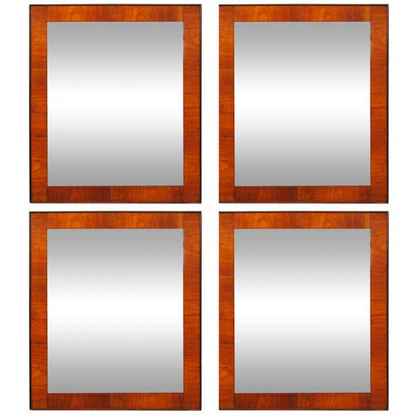Set of 4 Walnut and Ebonized Mirrors