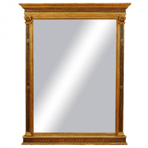 Carved Giltwood and Stenciled Tabernacle Frame or Mirror