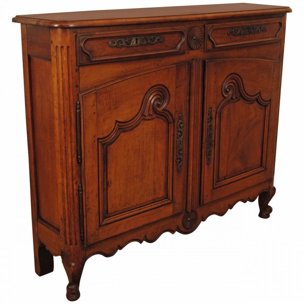 Light Walnut Carved Buffet or Console, Shortened in Depth