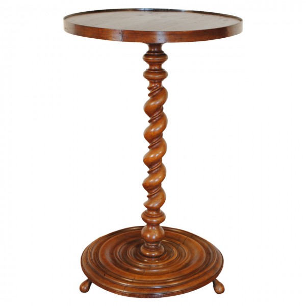 Walnut Spiral Turned Side Table