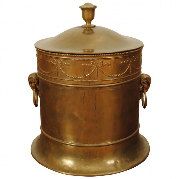 Brass Handled Coal Bucket, Removable Liner