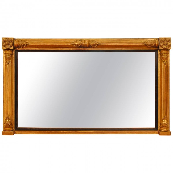 Carved Giltwood and Gilt-Gesso Overmantel Mirror