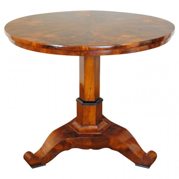 Figured Walnut and Ebonized Biedermeier Center Table