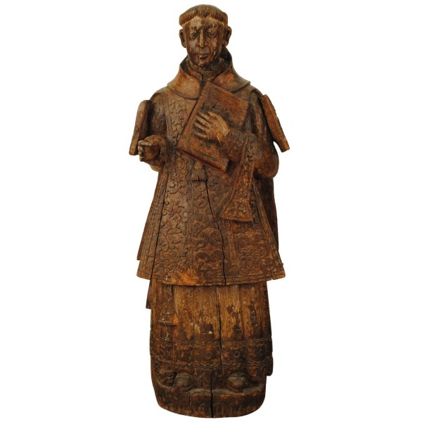 Carved and Polychrome Painted Santo