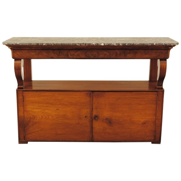 Shallow Walnut Marble-Top Console