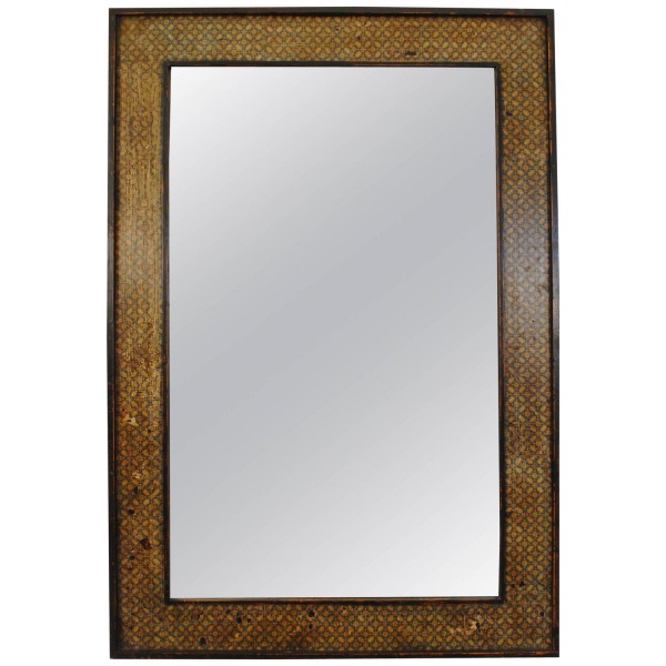 Paper Decorated Mirror with Raised Moldings 