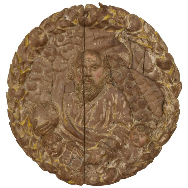 Large Polychrome and Gilt Wall Carving