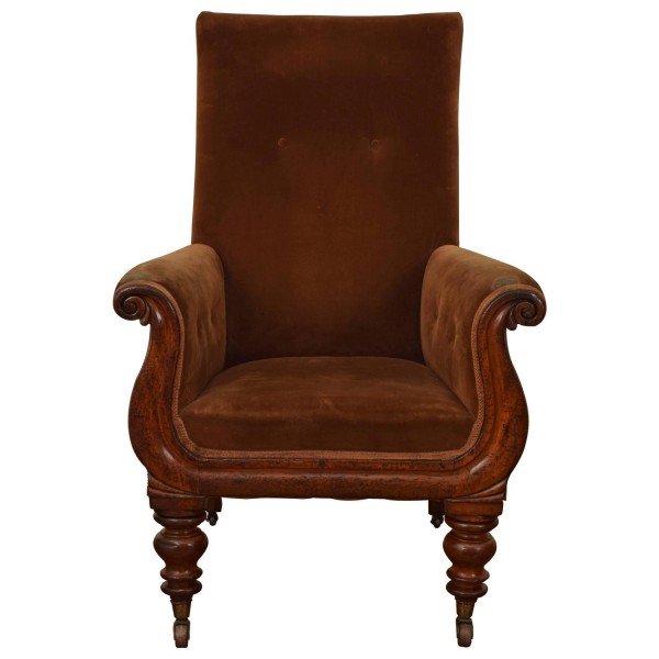 Walnut Upholstered Armchair
