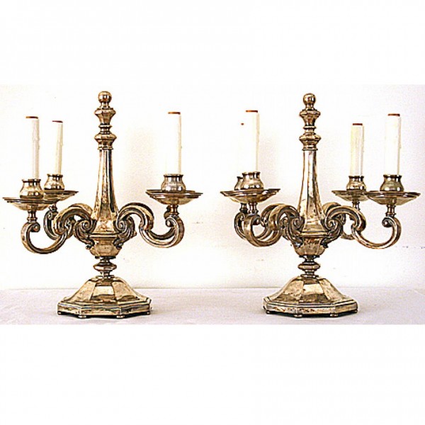 Pair of Silver Plate 4-Light Candelabrum