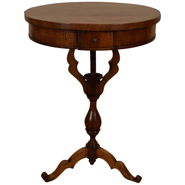 Walnut 1-Drawer Pedestal Table