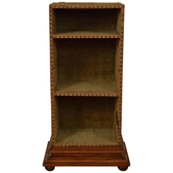 Walnut, Velvet and Brass Trimmed Bookcase